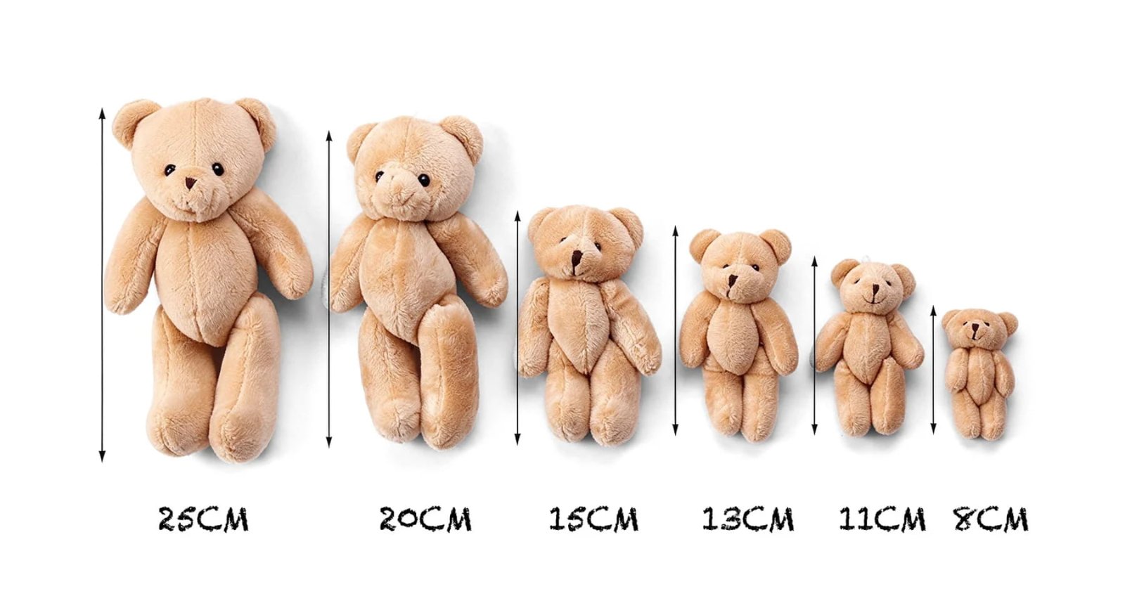 plush keychains and bag charms sizes