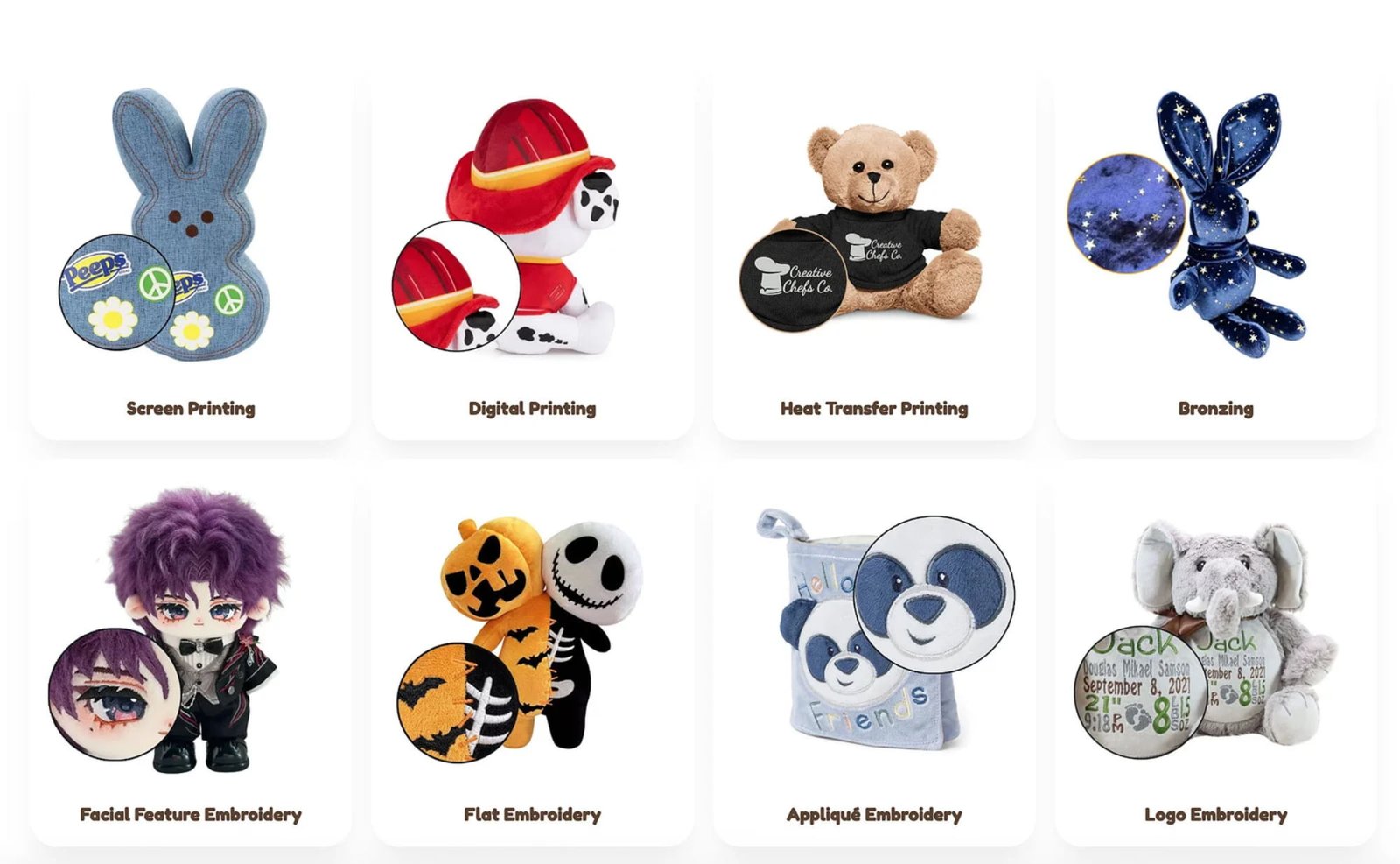 embroidery printing applique for production-ready custom plush toy details